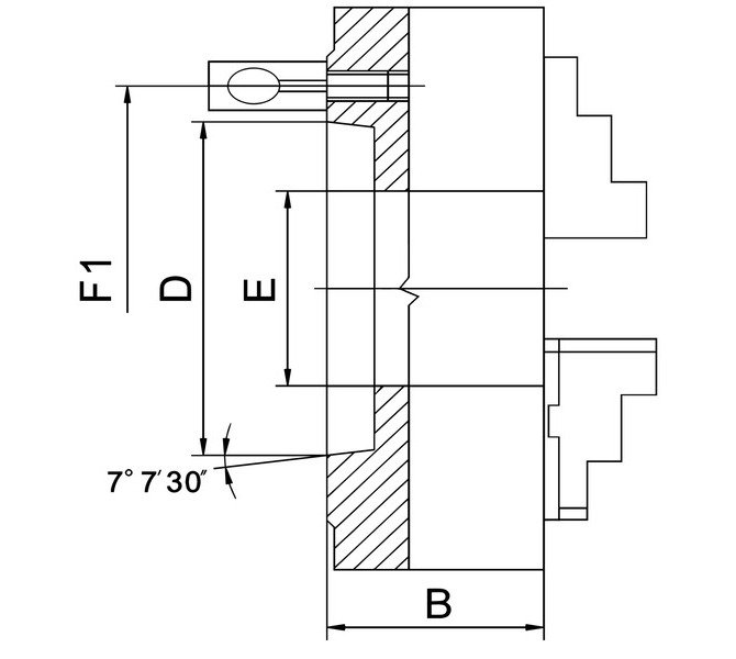 Uchwyt tokarski 3-szczękowy, precyzyjny PO3-D zgodnie z DIN 55029, PO3-125/D4, stalowy BERNARDO - 3709 - zdjęcie 2