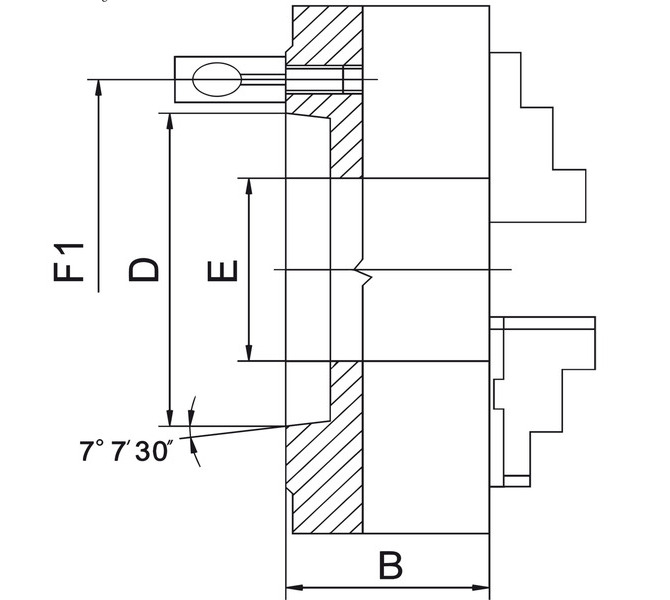Uchwyt tokarski 3-szczękowy, precyzyjny PO3-D zgodnie z DIN 55029, PO3-200/D5, stalowy BERNARDO - 3712 - zdjęcie 2