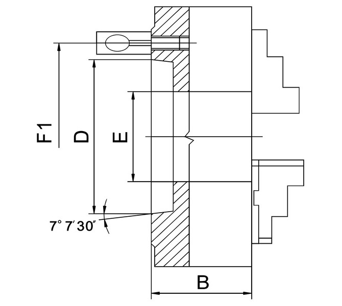 Uchwyt tokarski 4-szczękowy, Bernardo, precyzyjny PO4-D, DIN 55029, PO4-400/D11, stalowy BERNARDO - 3779 - zdjęcie 2